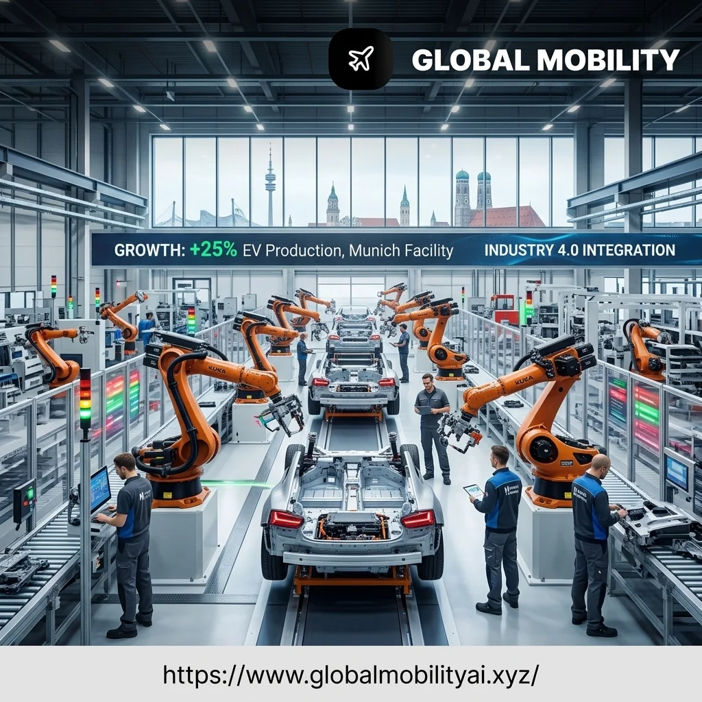 Modern automotive and robotics manufacturing floor in Munich highlighting industrial growth