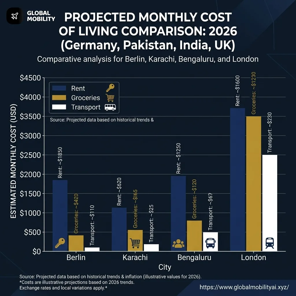 IMG-05: Cost of Living Comparison — Germany vs Pakistan, India, and UK 2026