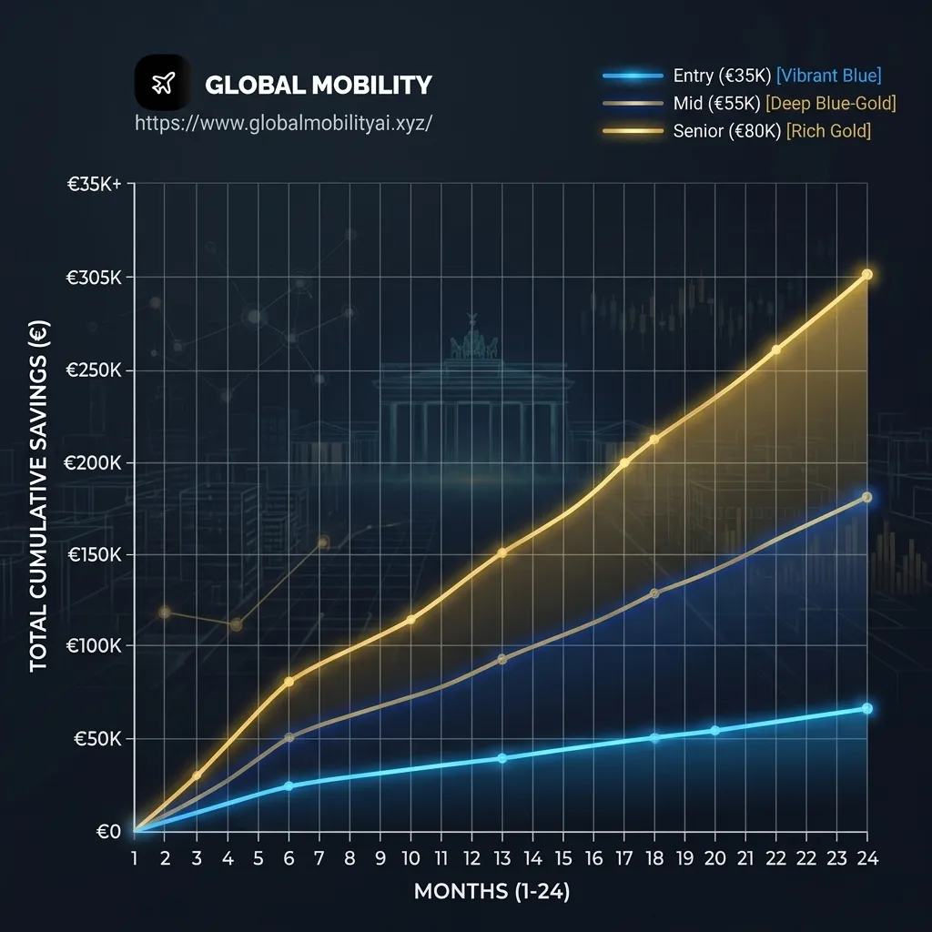 IMG-06: Germany Salary Savings Trajectory — Entry vs Mid vs Senior 2026