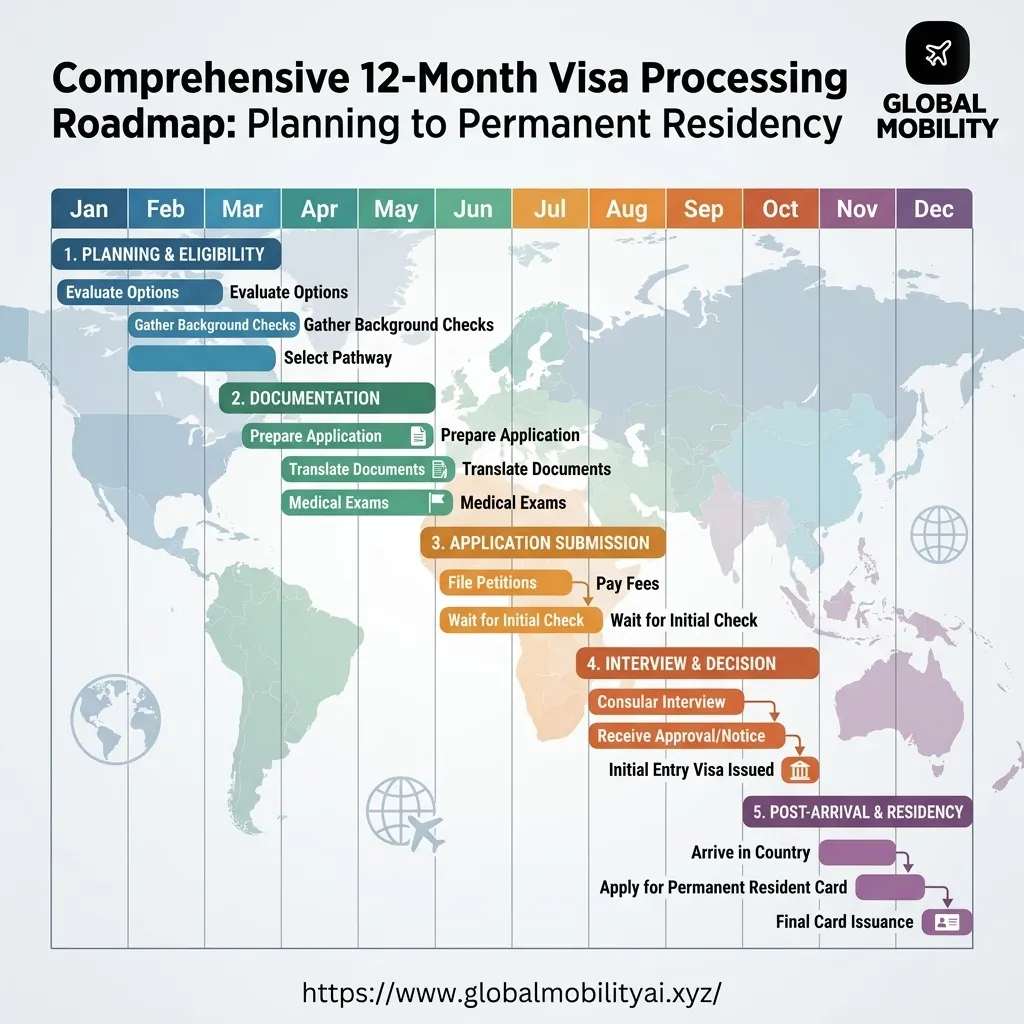 CHART-3: Visa Processing Timeline Gantt Chart