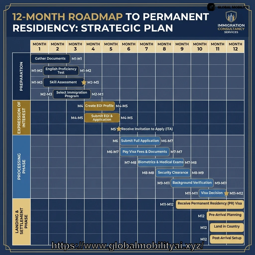 CHART-3: Visa Processing Timeline Gantt Chart