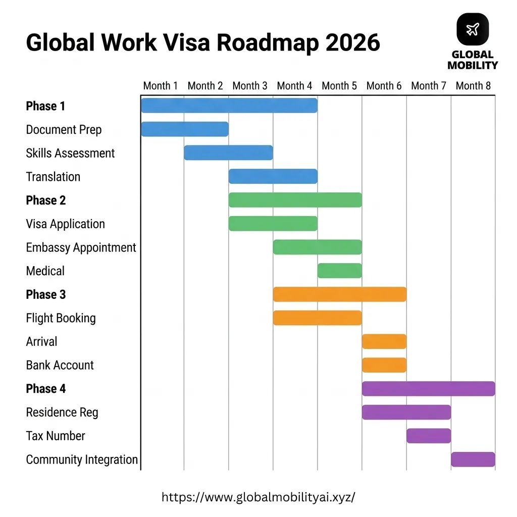 CHART-3: Visa Processing Timeline Gantt Chart