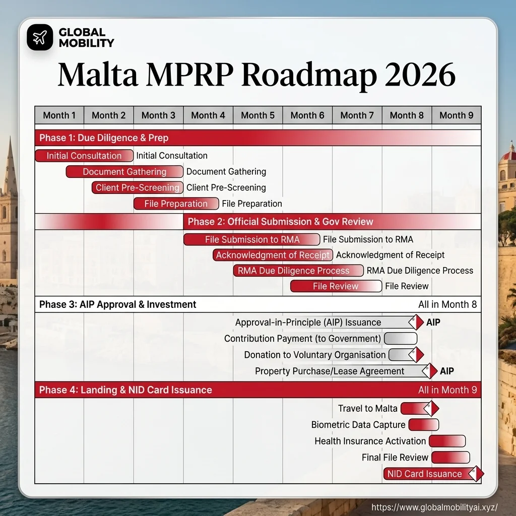 Malta Residency Roadmap Timeline Chart