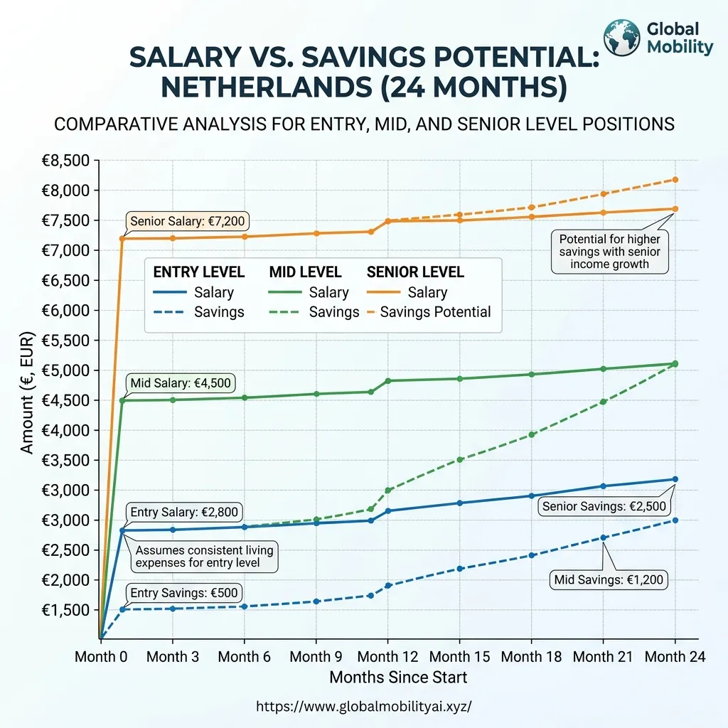 CHART-2: Salary vs. Savings Potential Line Chart - Netherlands 2026