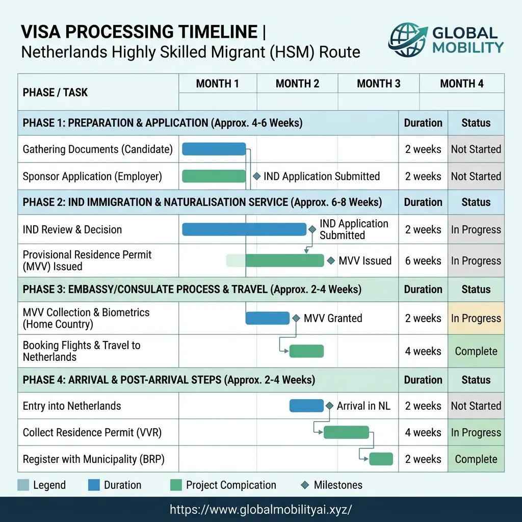 CHART-3: Visa Processing Timeline Gantt Chart - Netherlands 2026