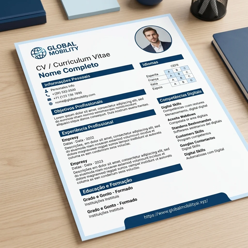 Portugal CV Format Template Mockup