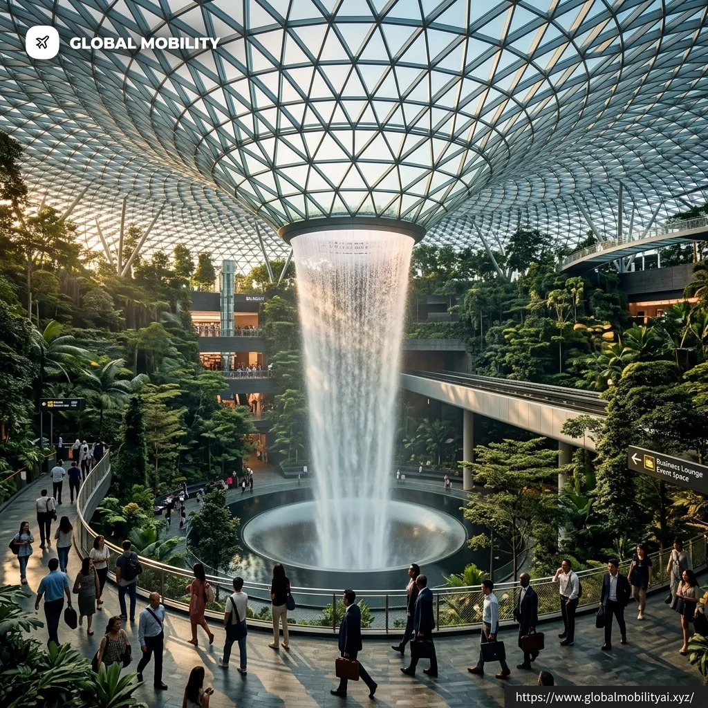 Singapore Changi Airport Jewel Rain Vortex Global Business Hub