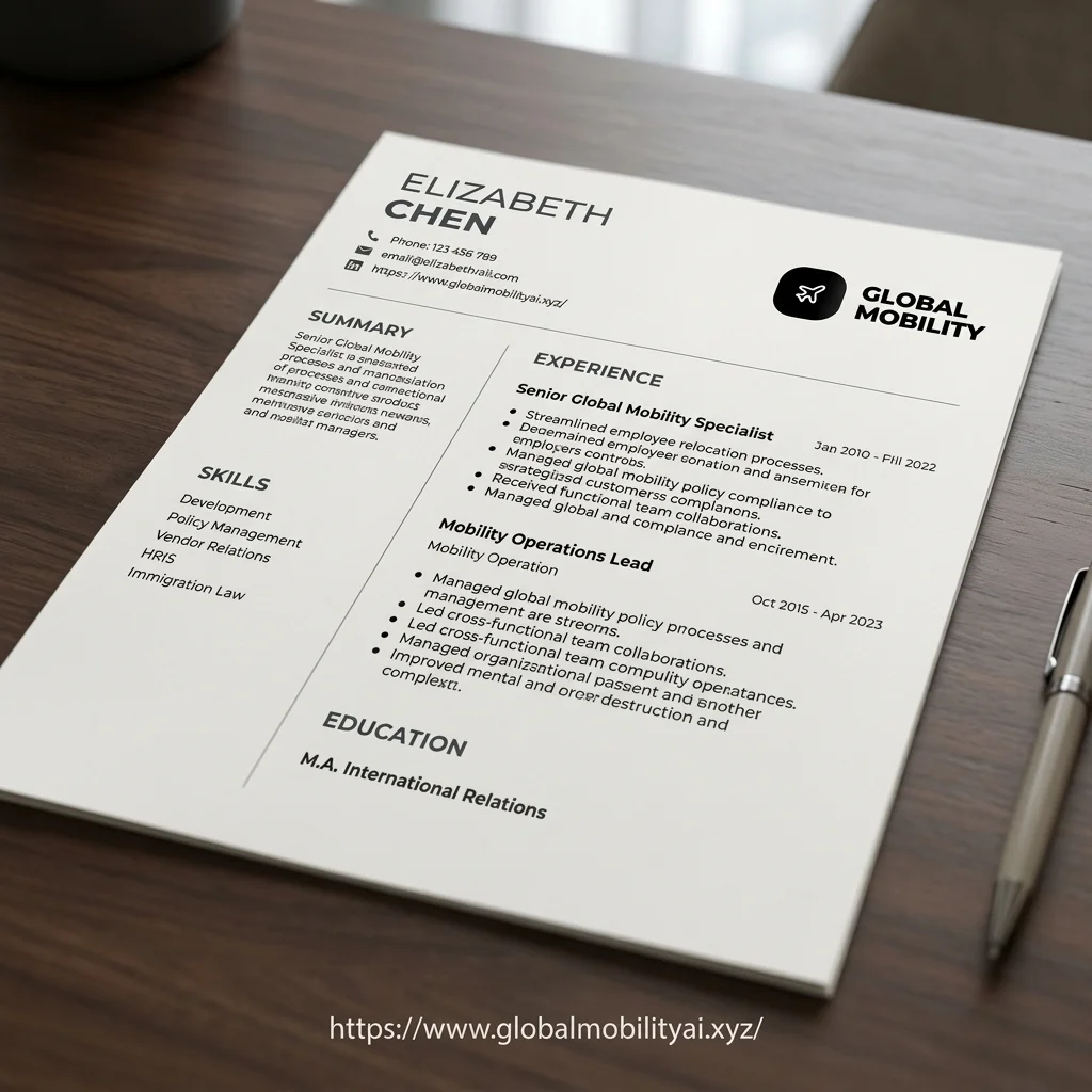 CV layout mockup optimized for applicant tracking systems with proper NOC and SOC codes included.