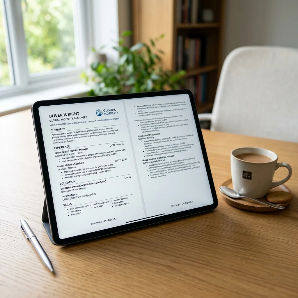 UK CV Format Template Mockup
