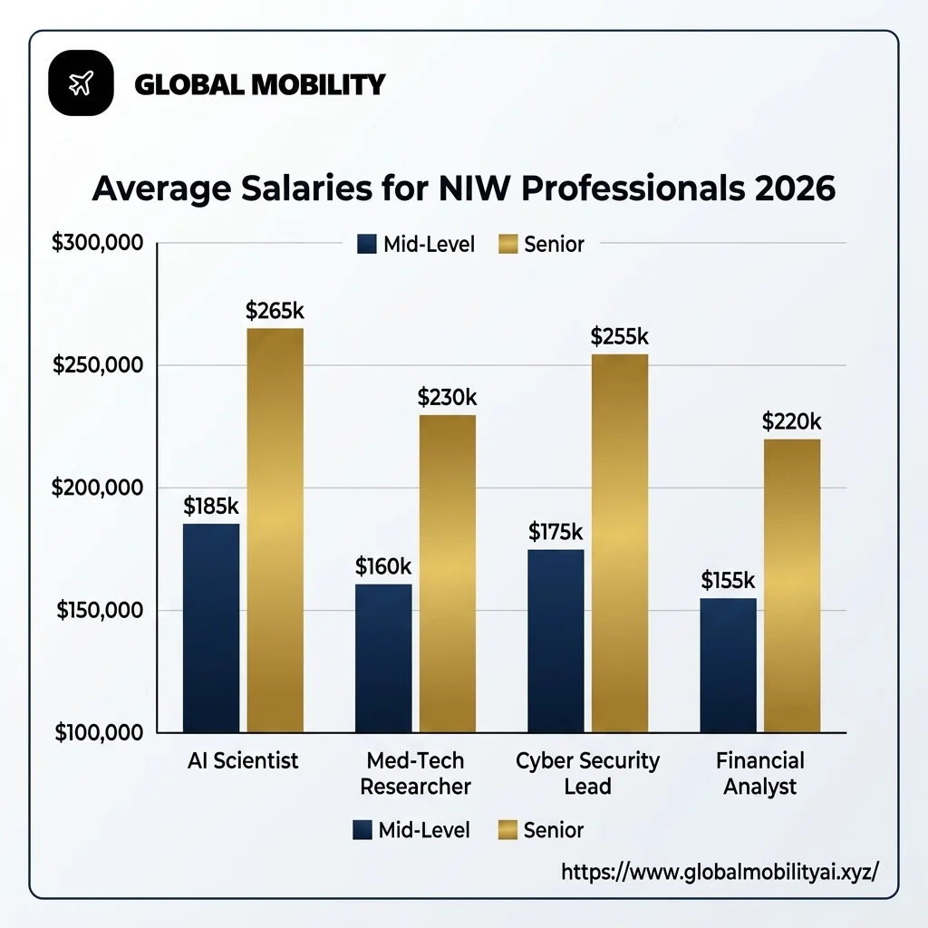 USA EB-2 NIW Professional Salary Comparison 2026 Chart